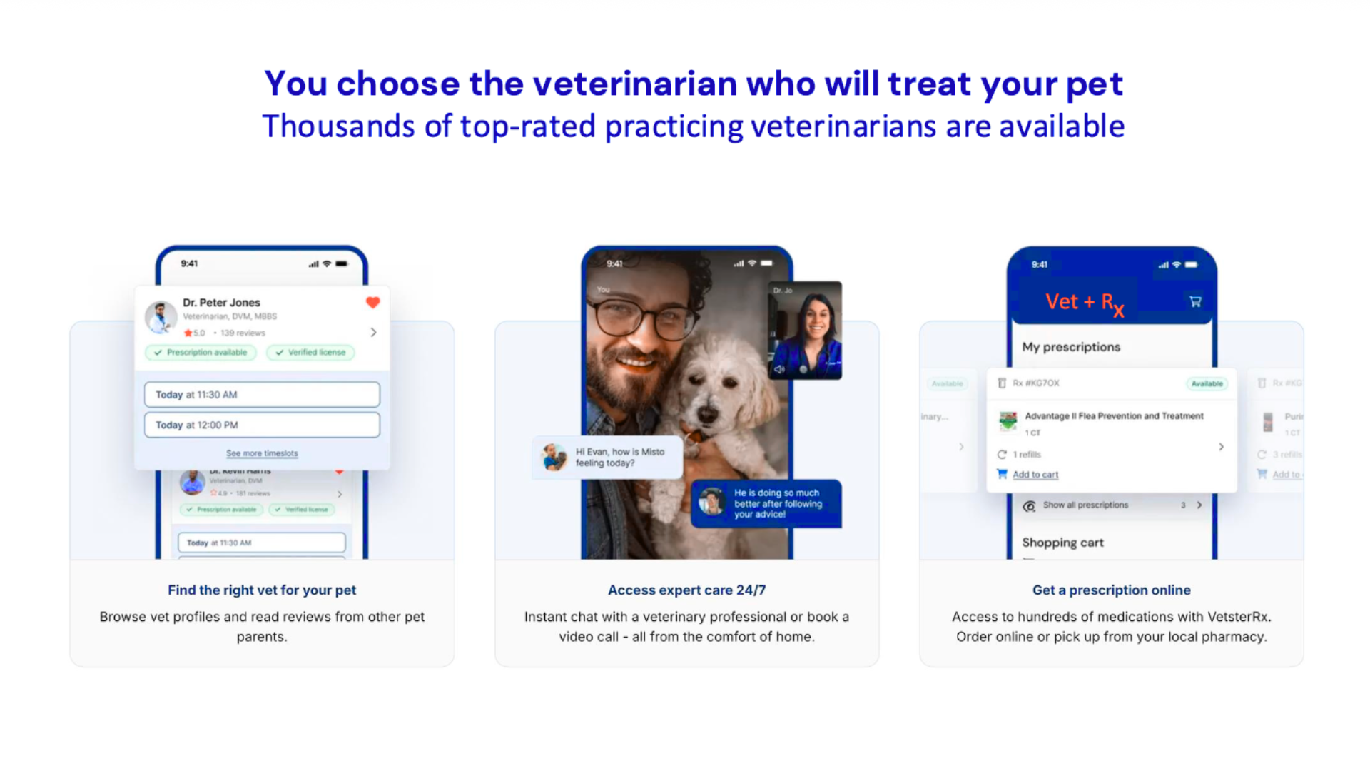 You choose the veterinarian who will treat your pet slide